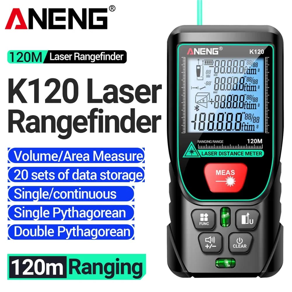 Laser Range Finder ANENG K50/70/100/120 Volume/Area Measure ±3mm Electronic Ruler Measurement Accuracy Diastimeter Test Tools