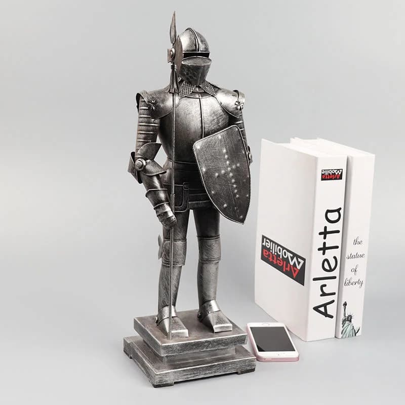 Nordic Retro Medieval Roman Armor Soldier Model Statue Iron Crafts Warrior Decorations For Your Bedroom Desktop Accessories 40cm