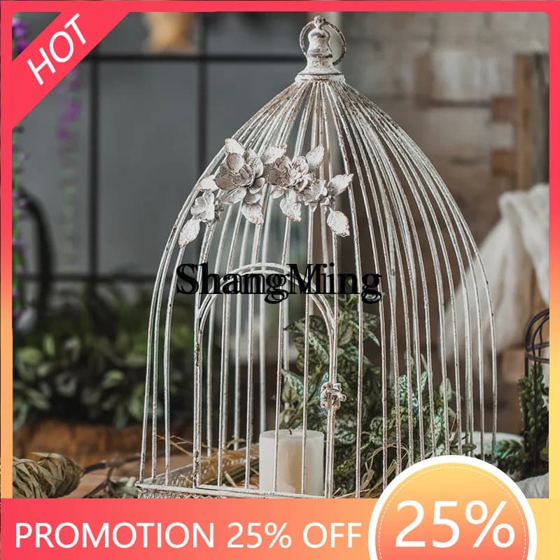 SM wrought iron cage, old wire photography props, window decoration, floor-to-ceiling living room ornament