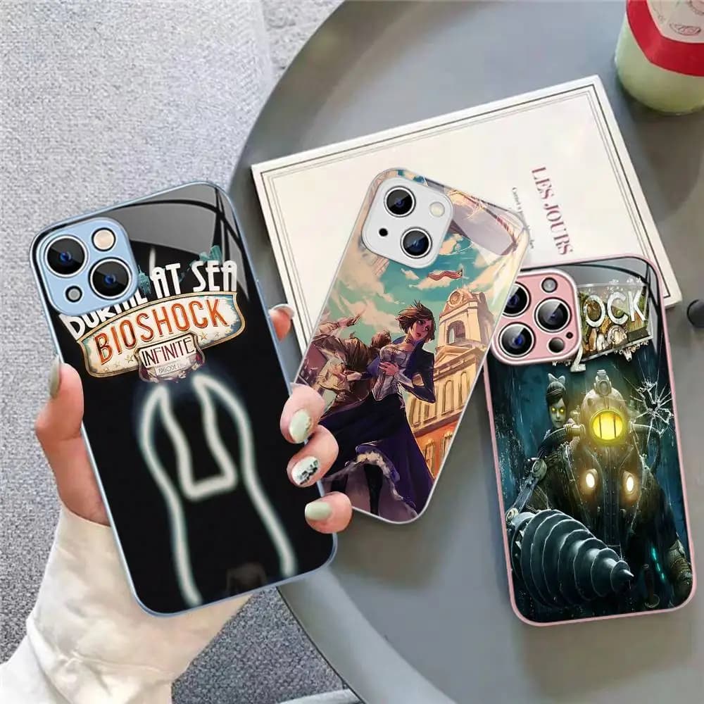 Retro B-Bioshock R-Rapture Game Tempered Glass For Iphone 14 13 12 11 Pro Mini XS MAX 14Plus X XS XR Fundas