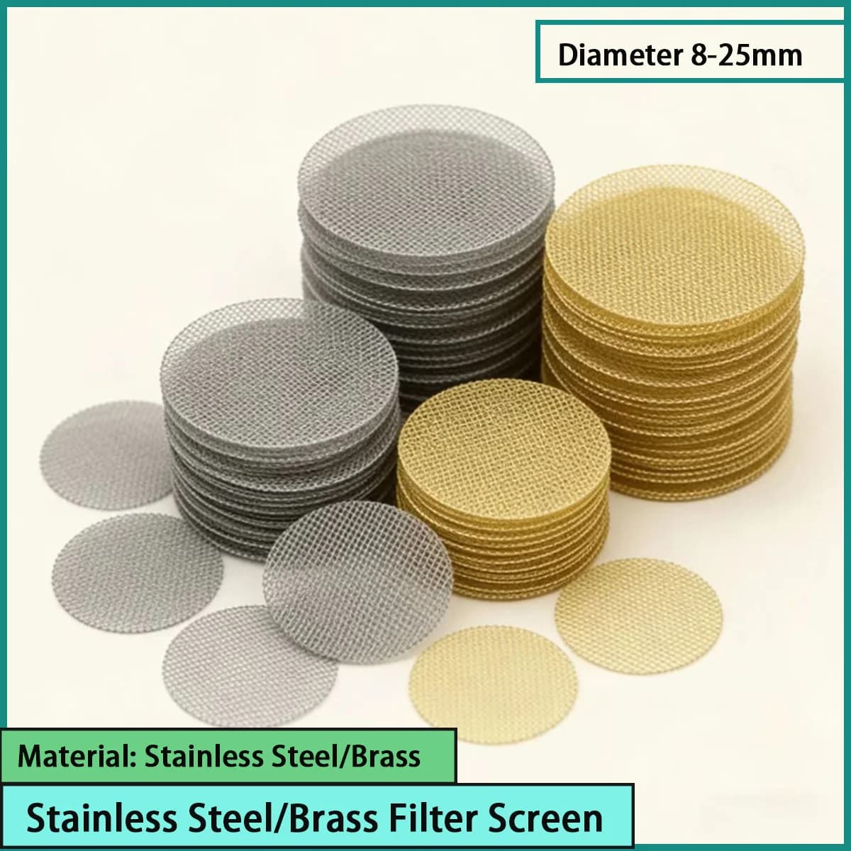 Stainless steel/brass filter screen with a diameter of 8-25mm is used for liquid filtration, gas purification, etc