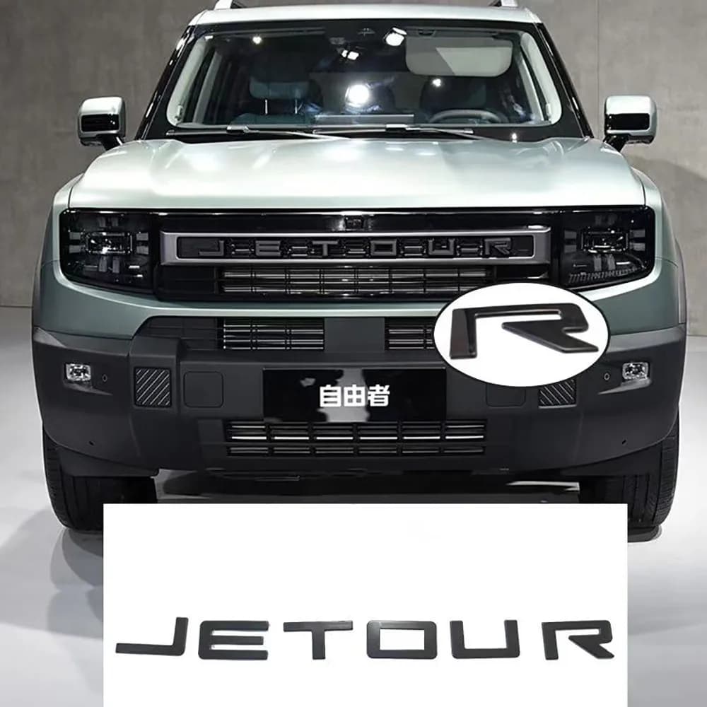 Fit For Chery Jetour Traveler T1 Stainless Steel Glossy Black Front Hood Logo Rear Logo Black Warrior Car Black Modification