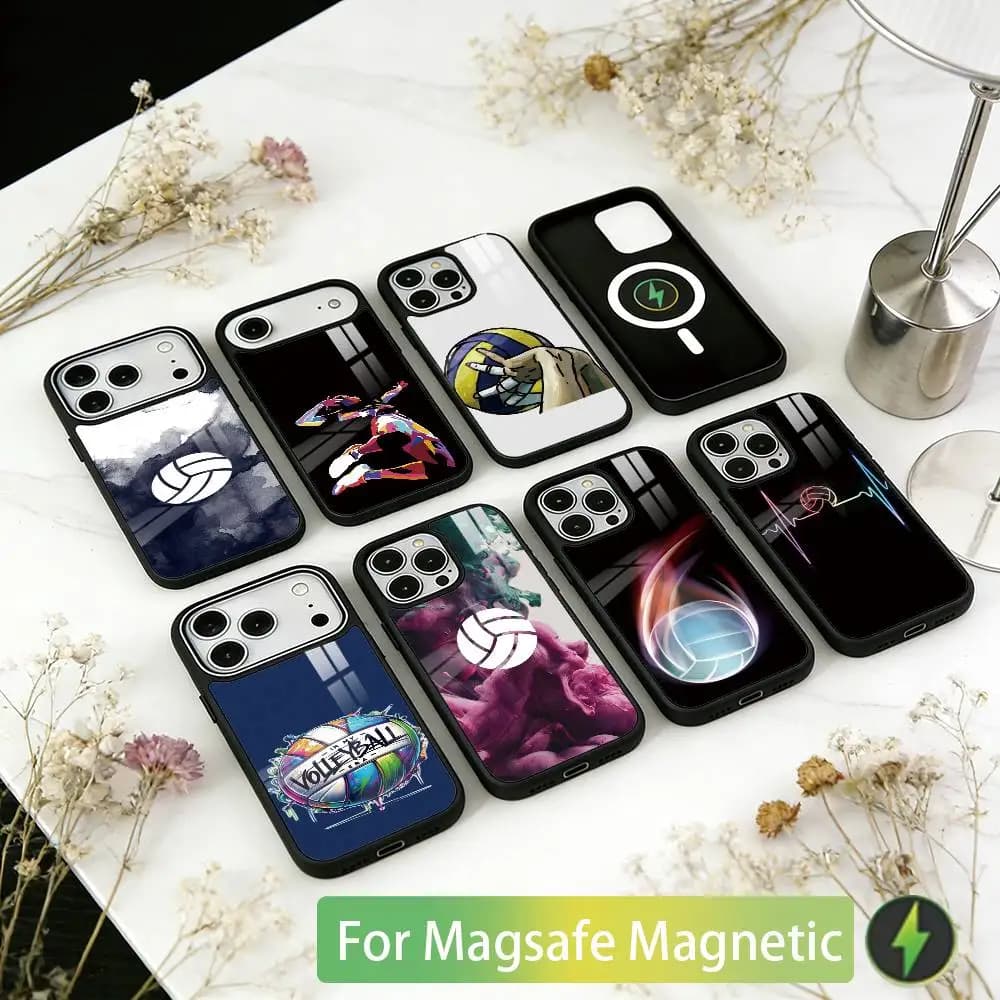 Volleyball Painted Phone Case For iPhone17,16,15,14,13,12,11 Plus,Pro Magnetic with Magsafe Wireless Charging