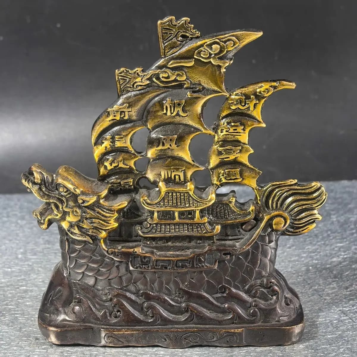 gilt dragon boat ornament smooth sailing, living room decoration ornament, home ornament