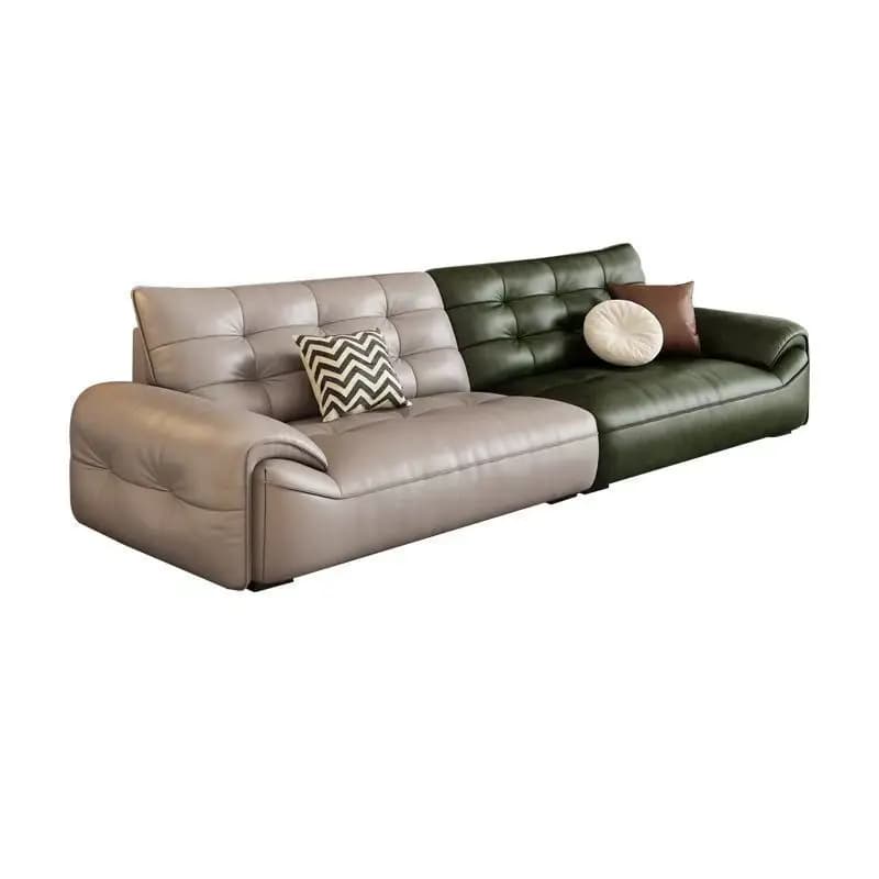 Yjq oil wax sofa first layer cowhide large and small apartment living room high backrest straight row sofa