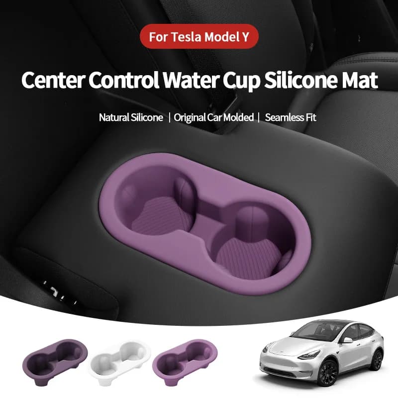 For Tesla Model Y Juniper 2025+ Rear Seat Cup Holder Anti-slip Silicone Cup Sleeve Anti-Slip Mat Auto Interior Tuning Accessory