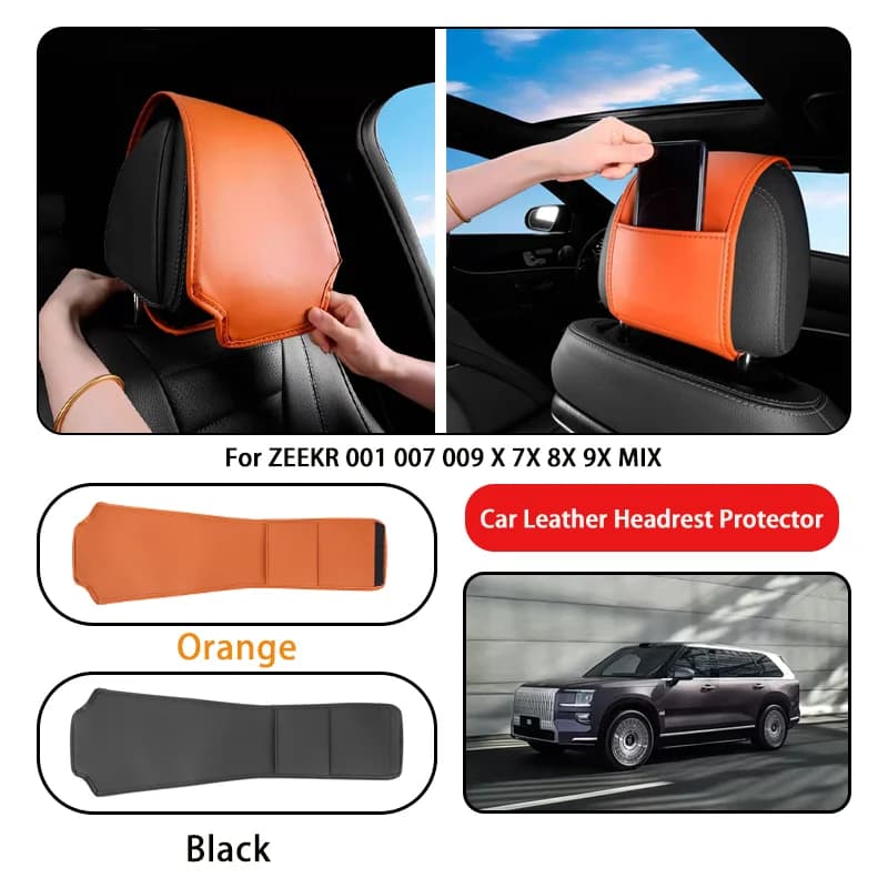 Leather Car Headrest Cover Anti-dirty and Wear-resistant For ZEEKR 001 007 009 X 7X 8X 9X MIX car accessories interior