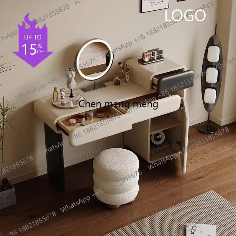 M183 Italian Minimalist Makeup Vanities Solid Wood Storage Integrated Modern Makeup Vanities Bedroom Household Furniture Kaptafe