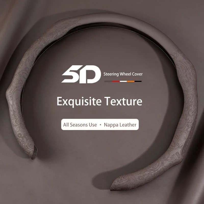 5D Nappa Leather Car Steering Wheel Cover Non-slip Breathable Sport Car Steering Wheel Protector Cover For BMW Audi VW Nissan