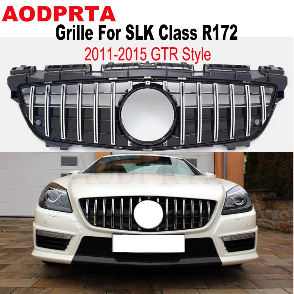 GTR Style Front Bumper Mesh Hood Grille Grill For Mercedes Benz SLK Class R172 SLK200 SLK250 2011-2015