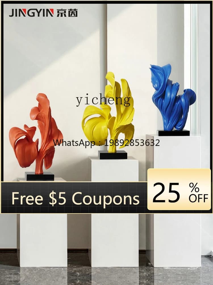 Modern Art Flower Sculpture Decoration Lobby Floor Installation Creative Home Entrance Ornament