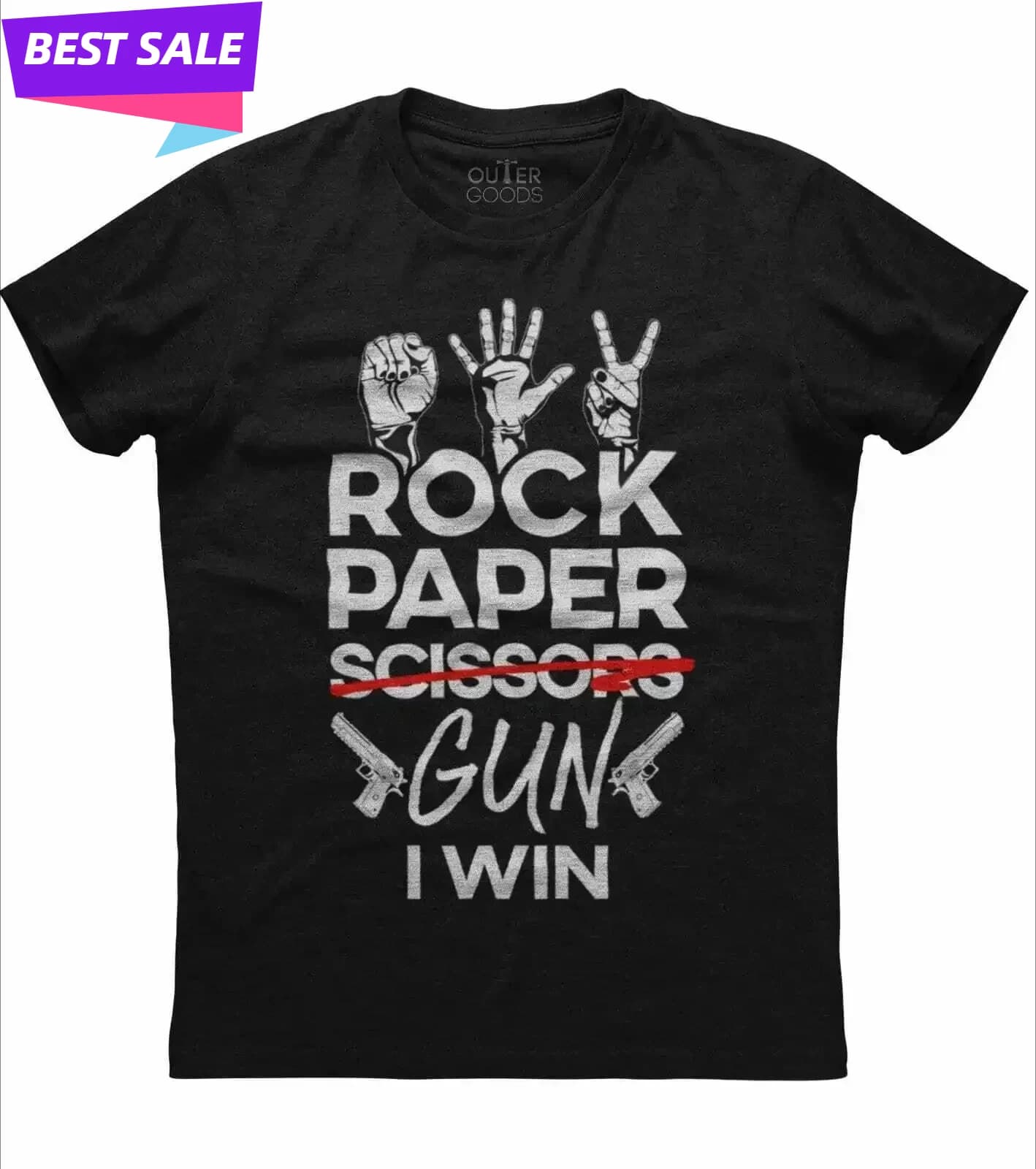 Rock Paper Gun I Win. Funny Graphic Phrase Patriotic T-Shirt. Summer Cotton O-Neck Short Sleeve Mens T Shirt New S-3XL
