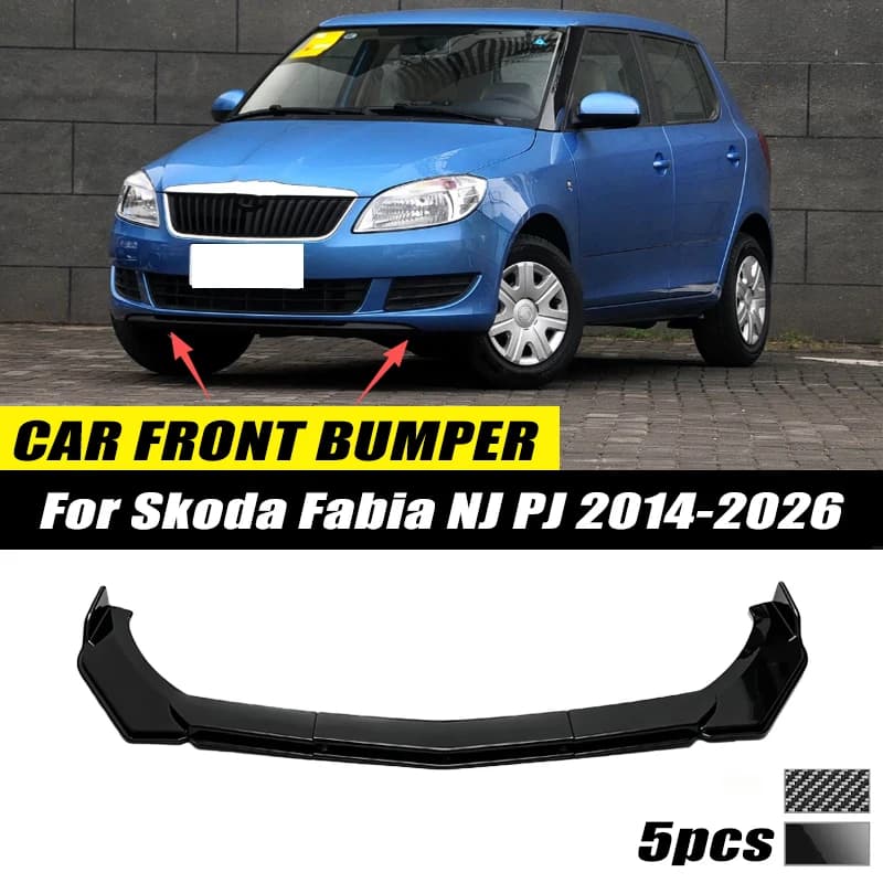 For Skoda Fabia NJ PJ 2014-2026 Front Bumper Lip Front Guard Spoiler High-quality ABS Material Body Kit Front Lip Accessory