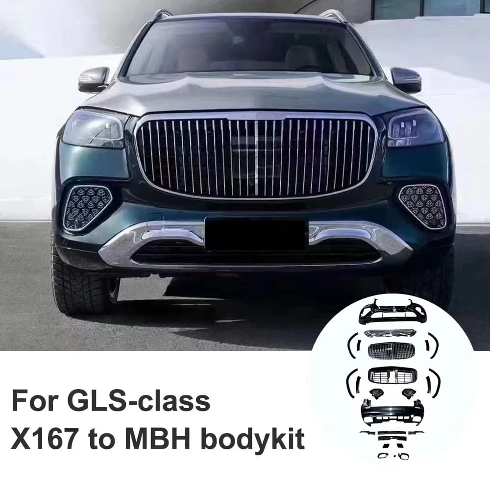 STLF New BENZs GLS-Class X167 MBH Style Body Kit with Clip-on Front/Rear Bumpers & Grill OE 16AB9 Screws 1-Year Warranty