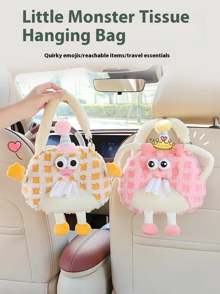 Car tissue box  hanging paper box  seat back Cartoon tissue hanging bag Cute decorative products