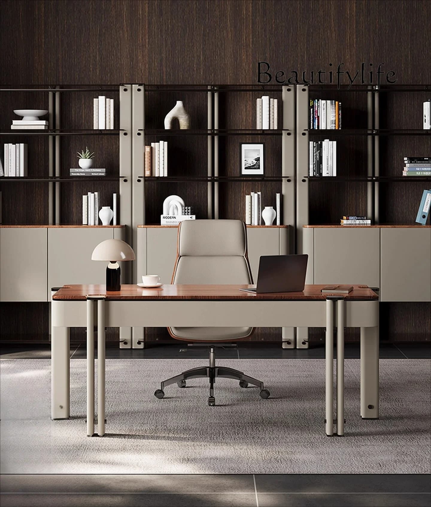 SS Italian Minimalist Walnut Solid Wood Desk Light Luxury High-end Custom Home Study Computer Desk