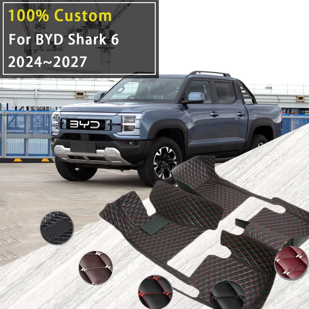 Car Floor Mats For BYD Shark 6 2024 2025 2026 2027 Waterproof Leather Rugs Carpet Full Set Auto Interior Part Accessories