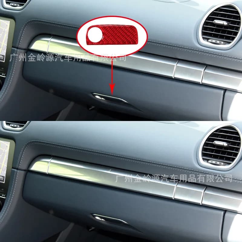 Suitable for 16-22 Porsche 718 car interior modification carbon fiber co-pilot storage box decorative sticker