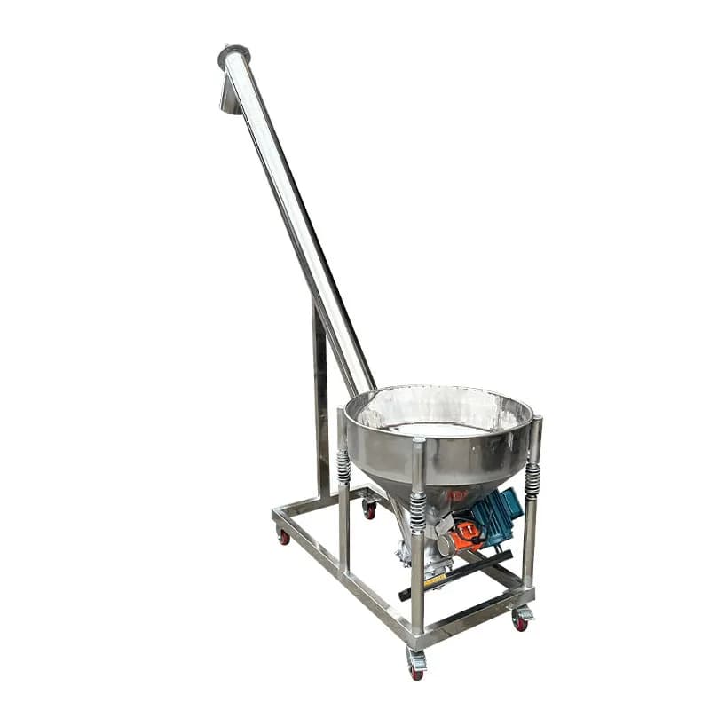 Stainless steel screw feeder hopper plus vibrating screen spiral suction material