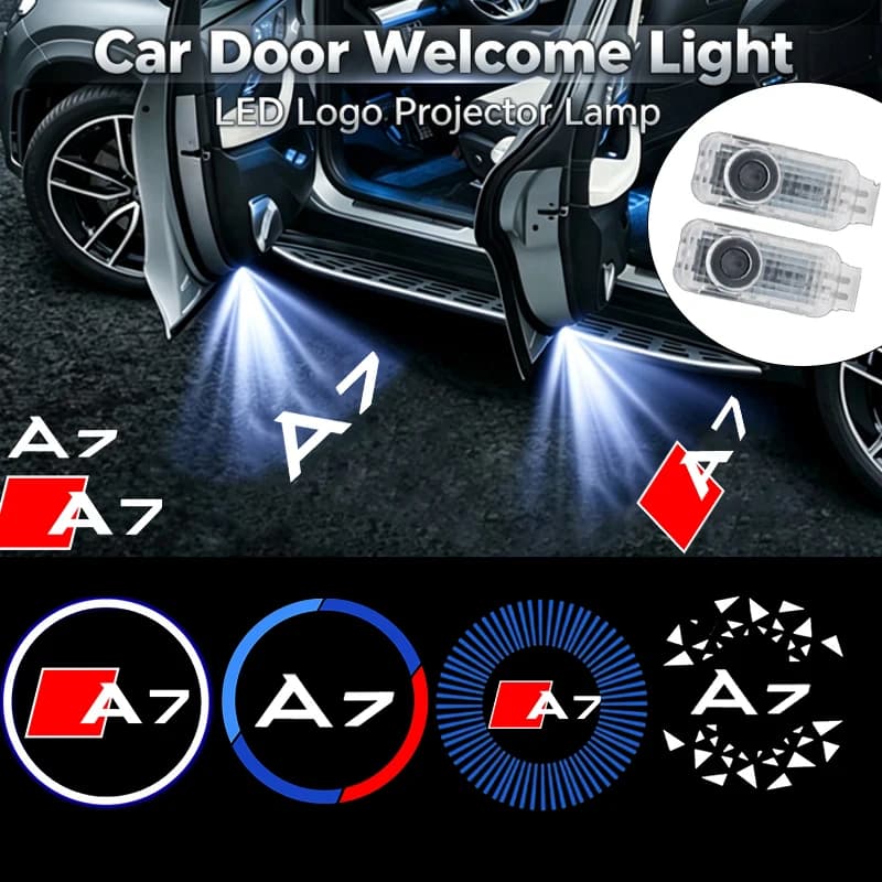 2Pcs HD LED Car Door Courtesy Logo Welcome Ghost Shadow Projector Lamps Styling Replacement For Audi A7 Auto Decor Accessories