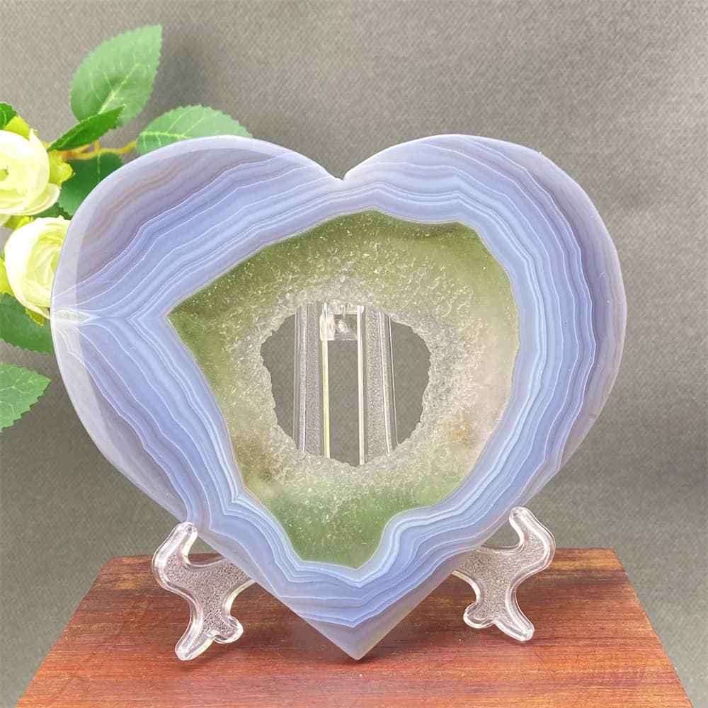 1PC Exquisite Agate Crystal Heart Gemstone High-Quality Quartz Smooth Transparent Home Decor