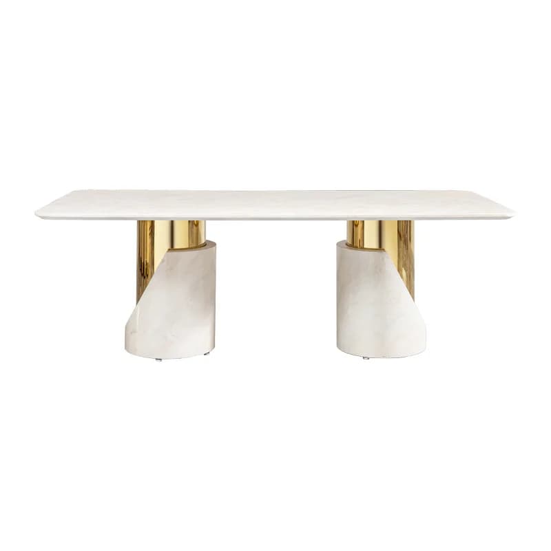CX light luxury marble dining table premium dining furniture, gold stainless steel dining table
