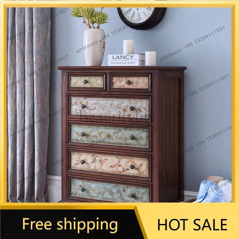 XX. American solid wood retro painted European style living room bedroom entrance locker