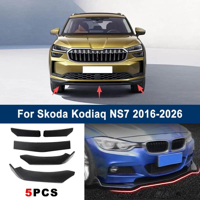 Adjustable 5Pcs Sectional Front Spoiler Lip For Skoda Kodiaq NS7 2016-2026 Front Bumper Splitter Car Exterior Sport Body Kit