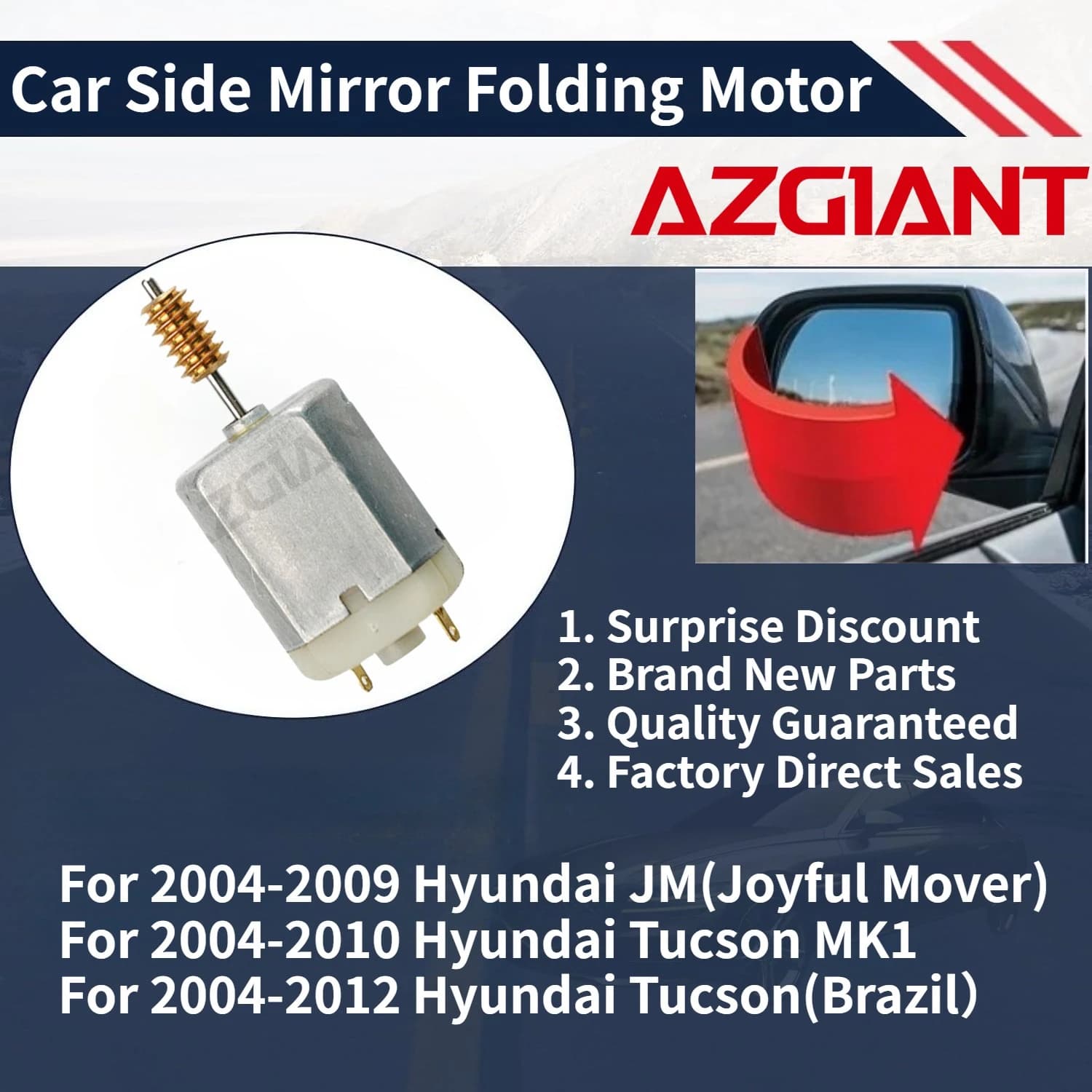 For 2004-2009 Hyundai JM(Joyful Mover)/Tucson MK1 2004-2010 AZGIANT Car Side Mirror Folding Motor New replacement parts OEM