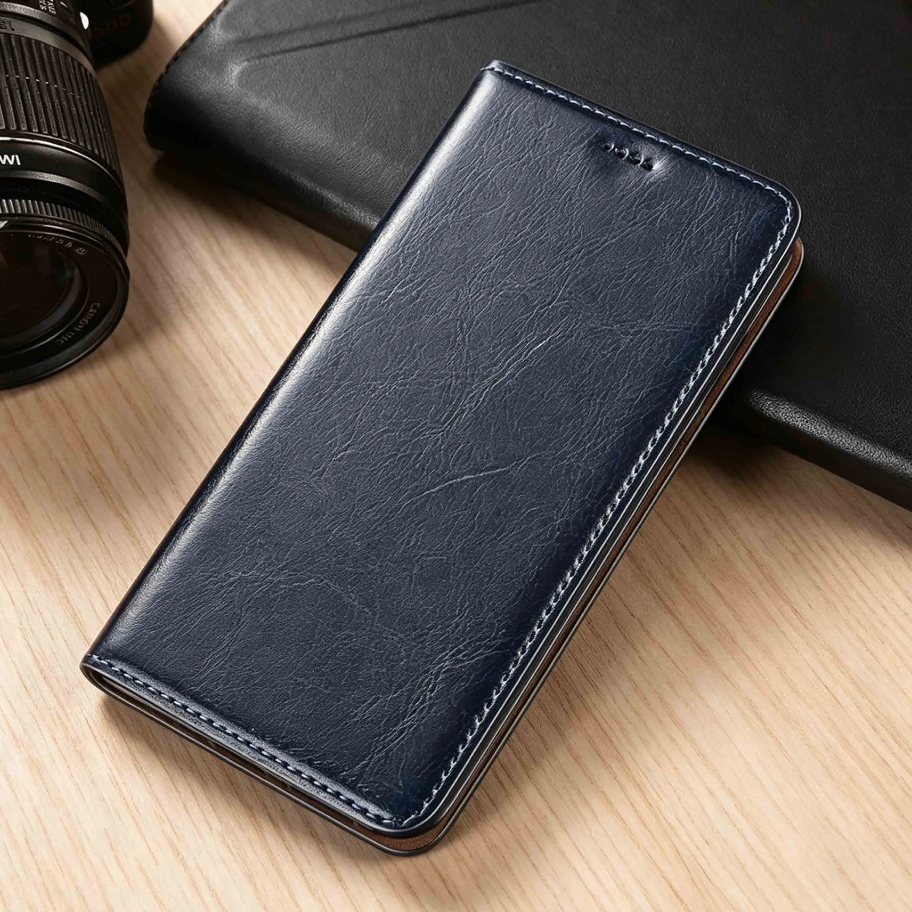 CrazyHorse Genuine Leather Flip Case For Vivo Y200 Y200i Y200T Y300 Y300i Y300T Y400 Y500 Y600 Pro Plus Turbo Phone Case Cowhide