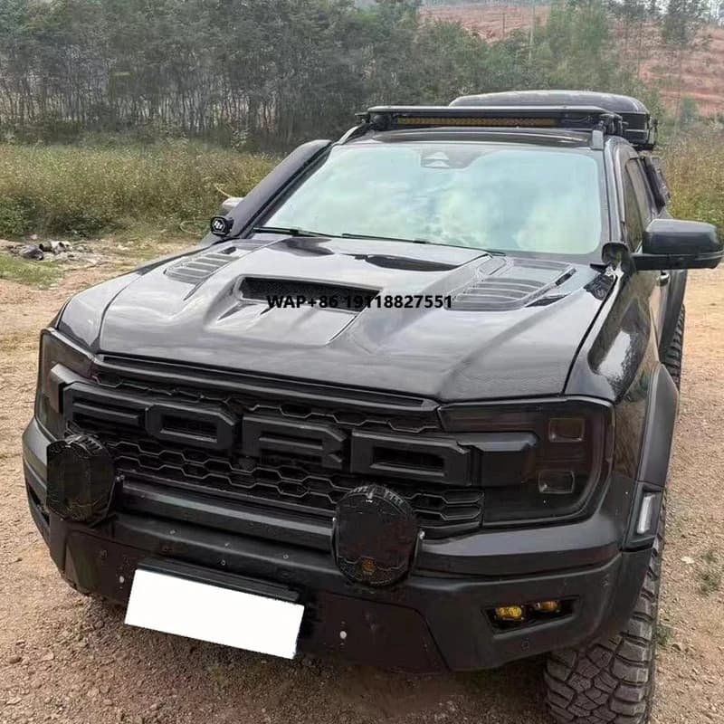 T-Rex Style Carbon Fiber Hood for Ranger, High Strength Lightweight Design, Enhances Heat Dissipation & Aggressive Off-Road Look