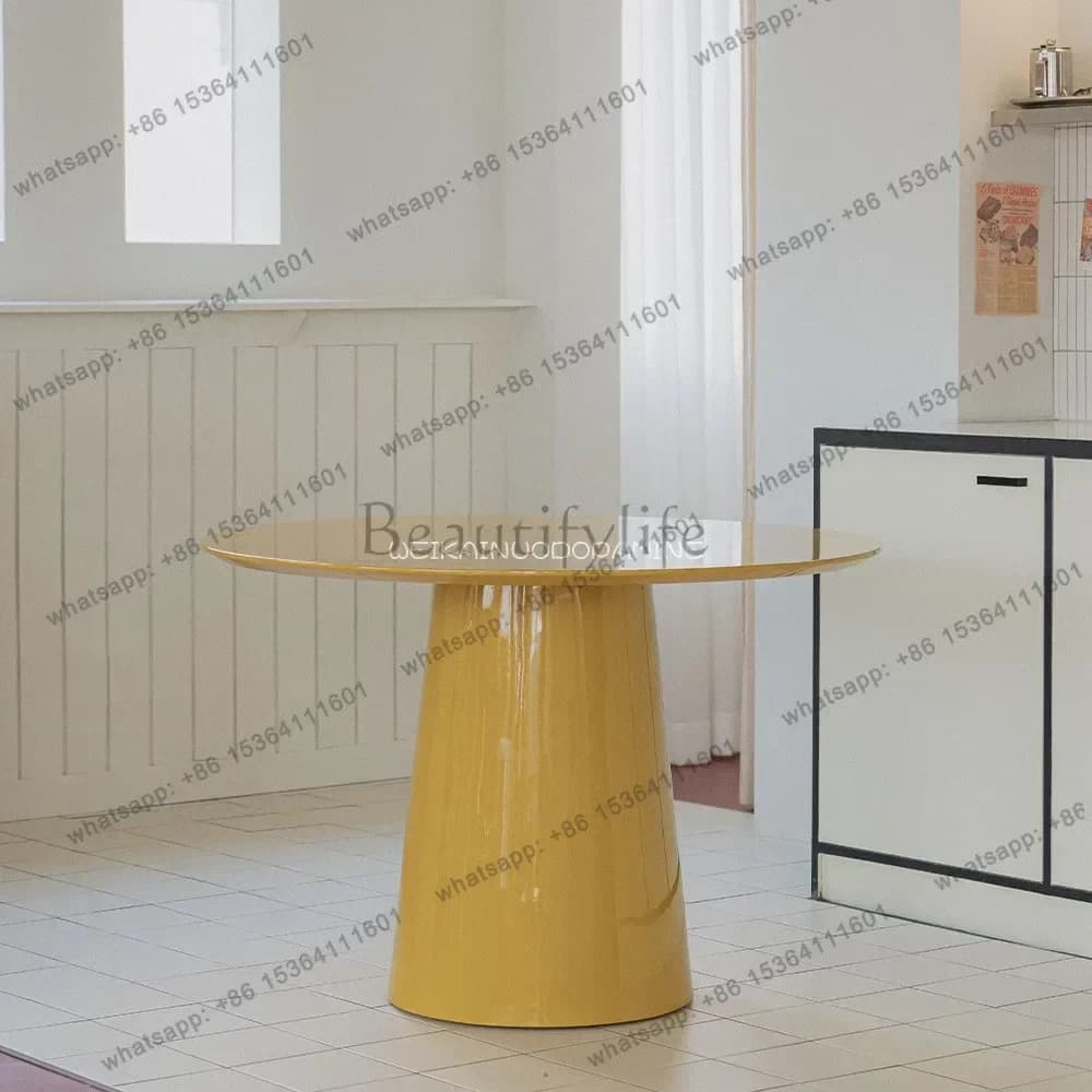Good-looking designer solid wood round dining table household marble table ash wood high-end fashion