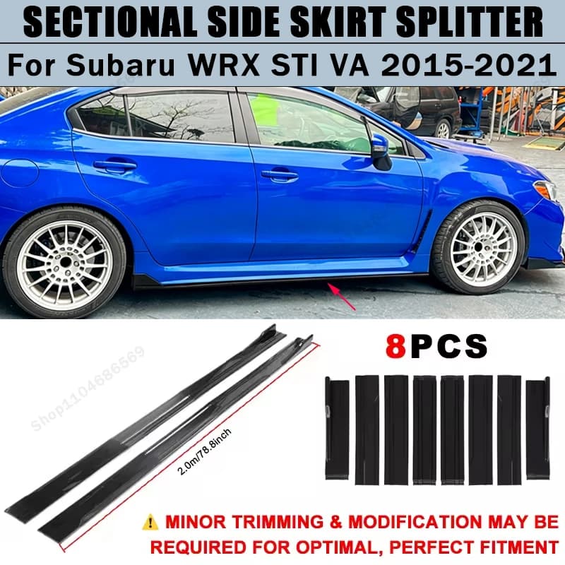 For Subaru WRX STI VA 2015-2021 Side Skirts Extension Rocker Panel Splitter 78.7" ABS Plastic Body Kit Tuning 2016 2017 2020