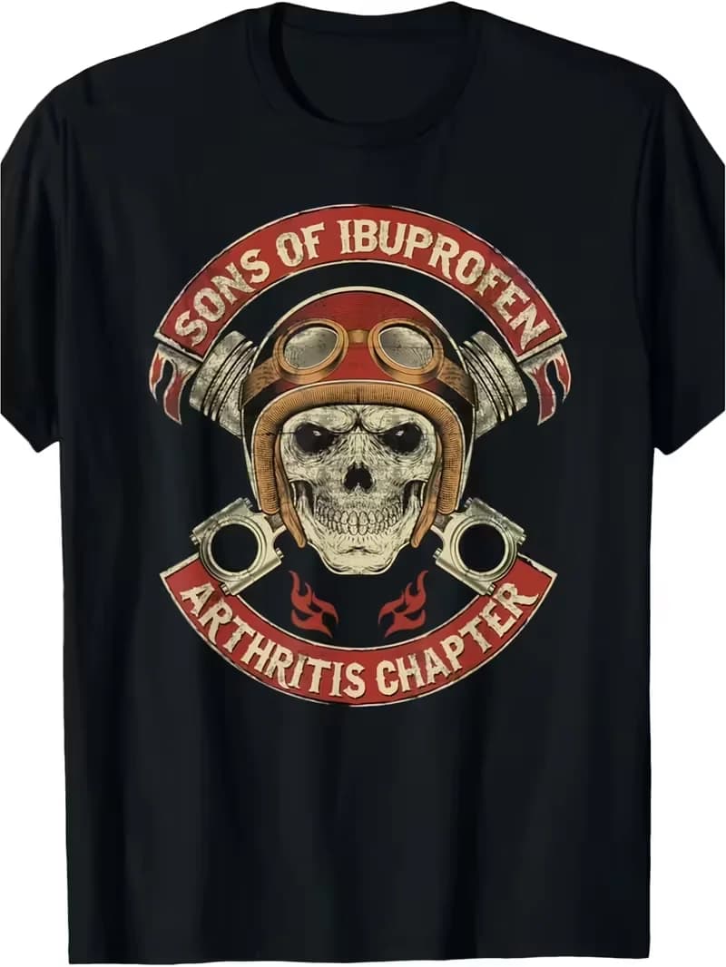 Funny Sons of Ibuprofen T-Shirt Men Women Arthritis Chapter Meme Cotton Blend Tee Streetwear Oversized Vintage Casual Unisex Top