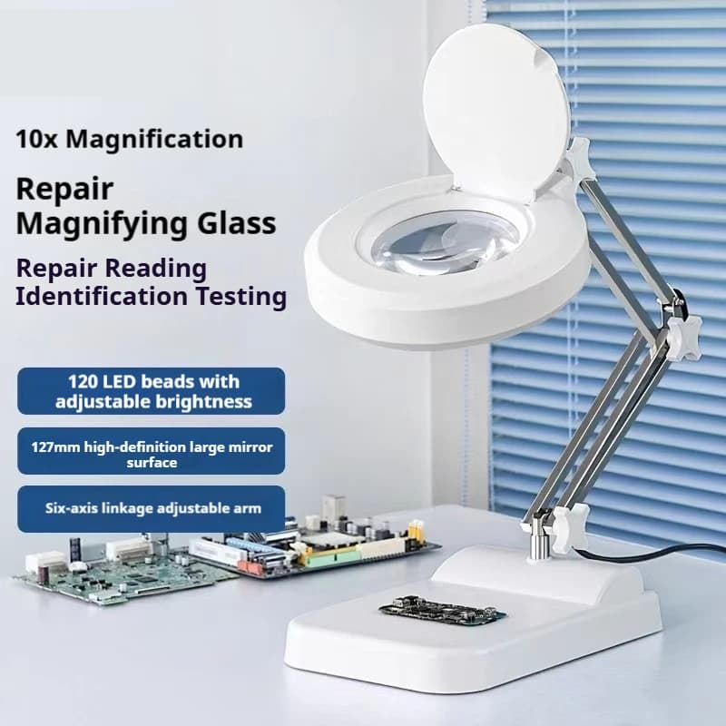 5-10 times Desktop magnifying glass with lamp high-definition maintenance and inspection workbench magnifying glass lamp