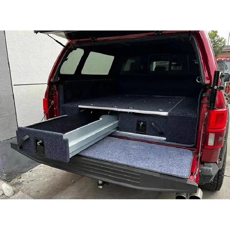 Factory Hot SaleHigh Quality 4X4 Aluminum Pickup Truck Bed Camping Slide Out Drawer Decked Rear Storage System F0