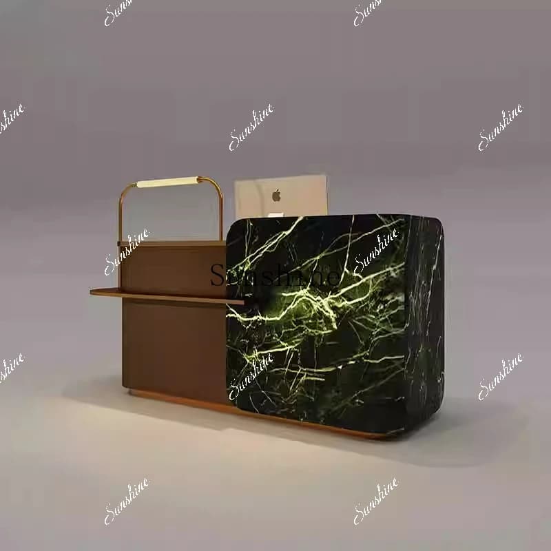 High-end company marble reception desk sales department hotel lobby club rock slab checkout page  FT