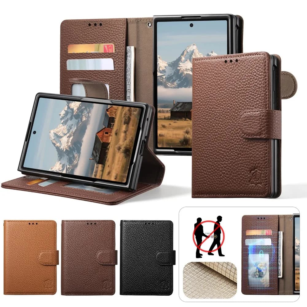 Retro Leather Magnetic Flip Phone Cover for Samsung Galaxy Z Fold 8 Ultra/Z Fold7 6 with Built-in Wallet Pocket & Card Slots