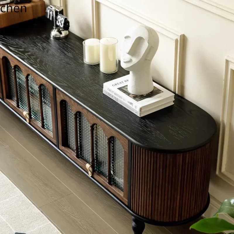 HT  Solid Wood Living Room TV Cabinet Small Apartment Storage Cabinet New Model