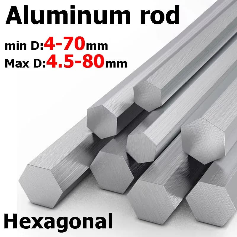 Distance Across Flats 4-70mm Aluminum Hex Rods Bar 6061 Hexagonal Rod Diagonal Distance 4.5-80mm Length 500mm
