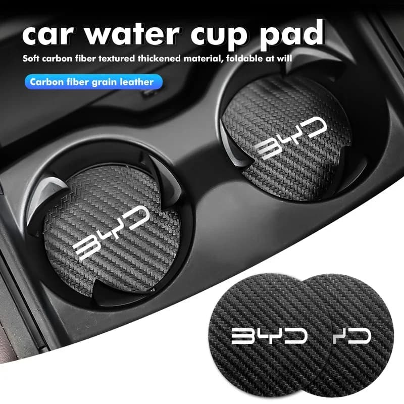 Carbon Fiber Car Cup Holder Mat Anti Slip Coaster Insert for BYD Atto Yuan Plus Song Max Tang DM-i Interior Accessory
