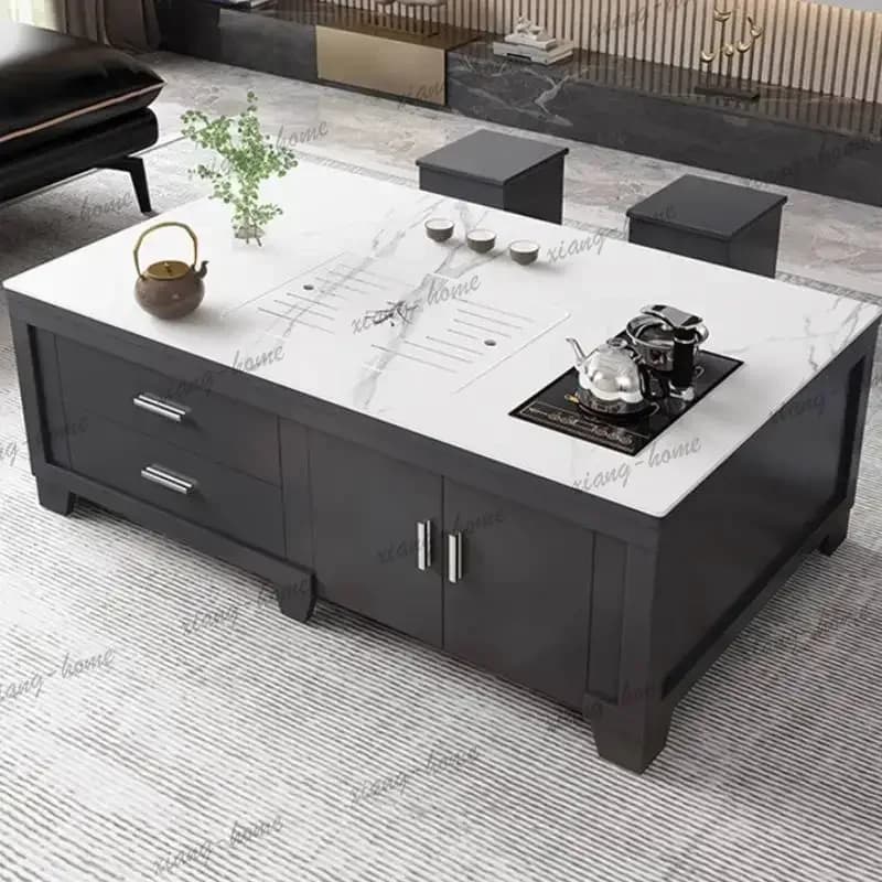 Factory Direct Decoration Designer Coffee Table Cabiniet Antique Storage White Coffee Table Center Saving Mesa De Centro Sala Fu