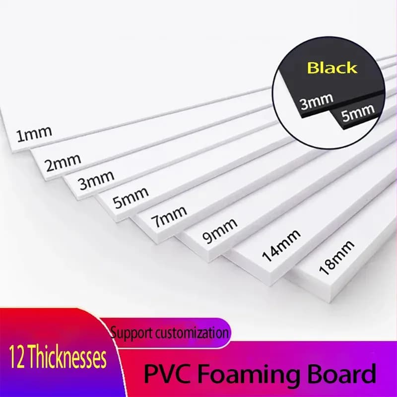 PVC Foam Sheet Expansion Board 3/5/8/10/12/15mm Thickness 100x100 200x200 200x300 300x400mm Craft Material