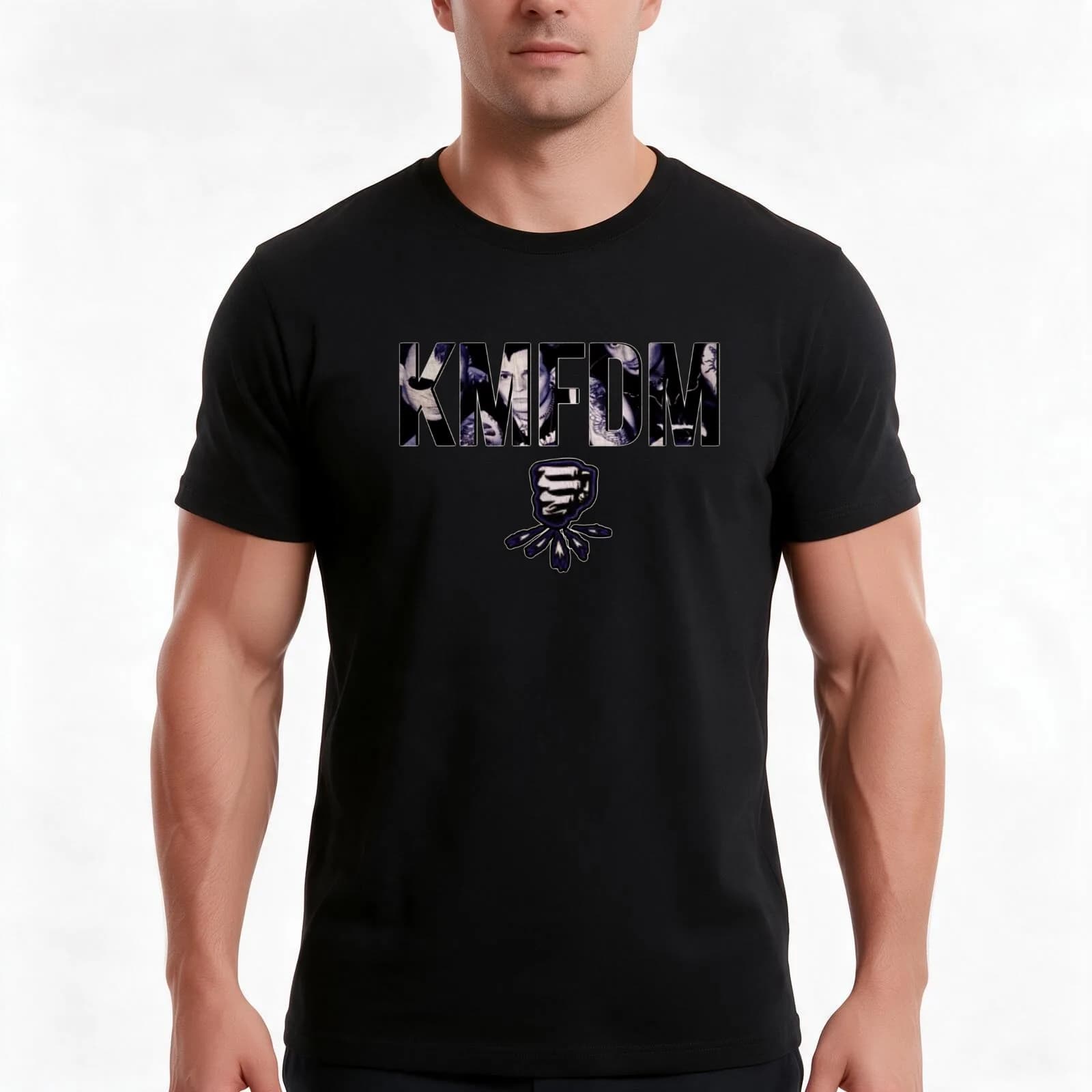 KMFDM T-Shirt, Summer Casual Cotton Tee, Oversized Streetwear Tops, Vintage Graphic Print, Loose Fit Short Sleeve, 100% Cotton