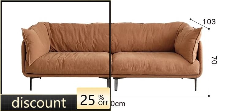 LMM small apartment vintage linen fabric inline three-seater sofa