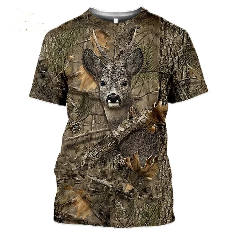 Camouflage Hunting Animal Wild Boar 3d T-shirt Summer Casual Men's T-shirt Fashion Street Women's Pullover Short Sleeve