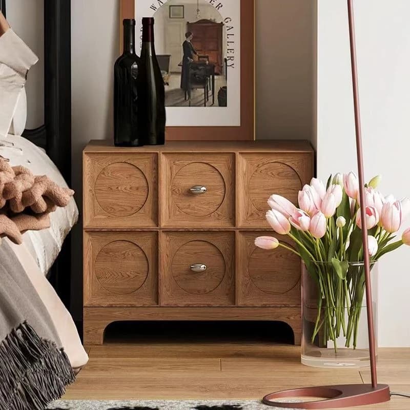 Retro solid wood bedside table Simple modern storage storage chest cabinet Home bedroom Light luxury high-end storage side