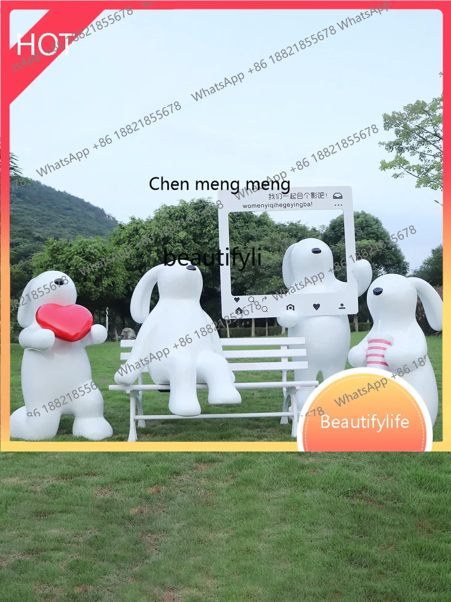 Polar Bear Animal Seat Decoration Kindergarten Outdoor Lawn Landscape Decoration Rabbit Sculpture