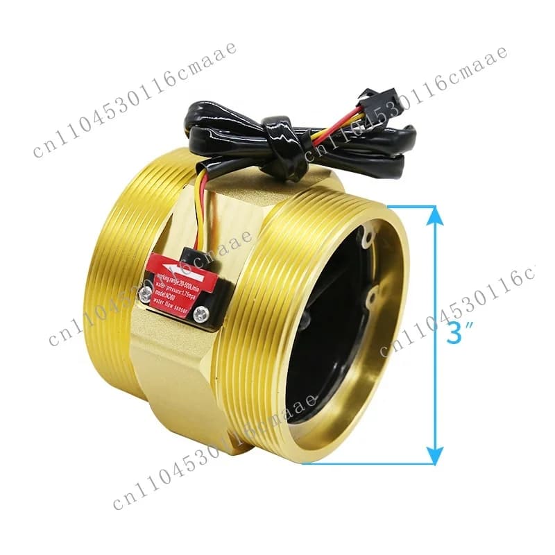 3  Inch Electroplated Aluminum Hall Effect Turbine Flow Sensor 20-500 LPM Flow Range for Landscape Irrigation and Water Plant