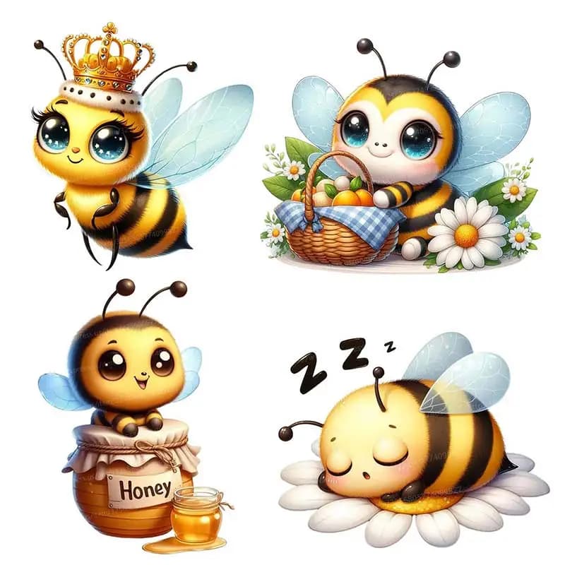 Cute Honey Bee Sticker Kids Room Bedroom For Wall Decoration Mural Self-adhesive Home Decor Cute Animals Decals S106